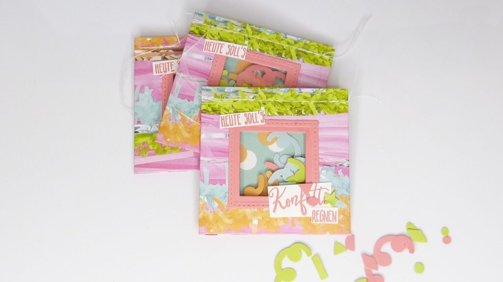 Schüttelkarte, Verpackung, Kärtchen, Konfetti, Anleitung, Stampin Up, handmade