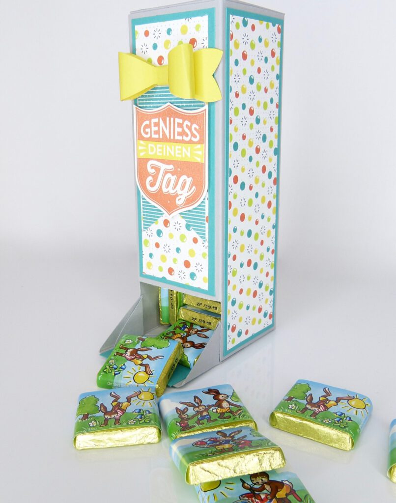 Schokoladenspender, Anleitung, Papierbasteln, Tutorial, YouTube, Stampin Up, Stempelitis, Handmade