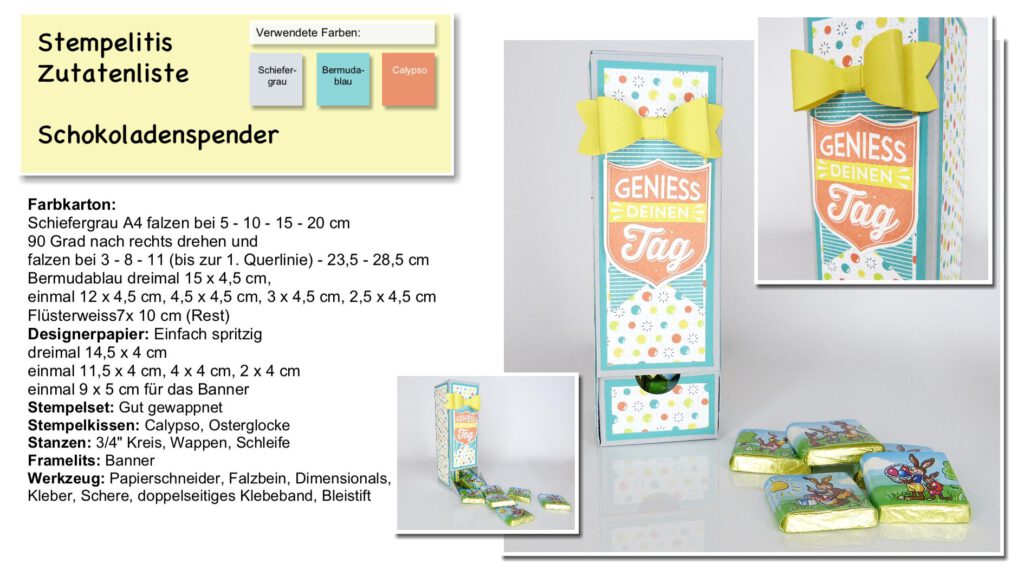 Schokoladenspender, Anleitung, Papierbasteln, Tutorial, YouTube, Stampin Up, Stempelitis, Handmade