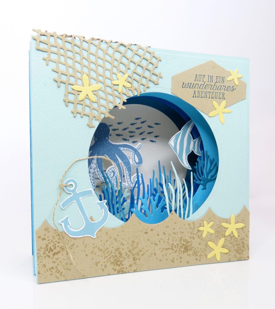 Tunnelkarte, Tutorial, Anleitung, Kartenform, Video, Papierbasteln, Meer, Stampin Up, Stempelitis