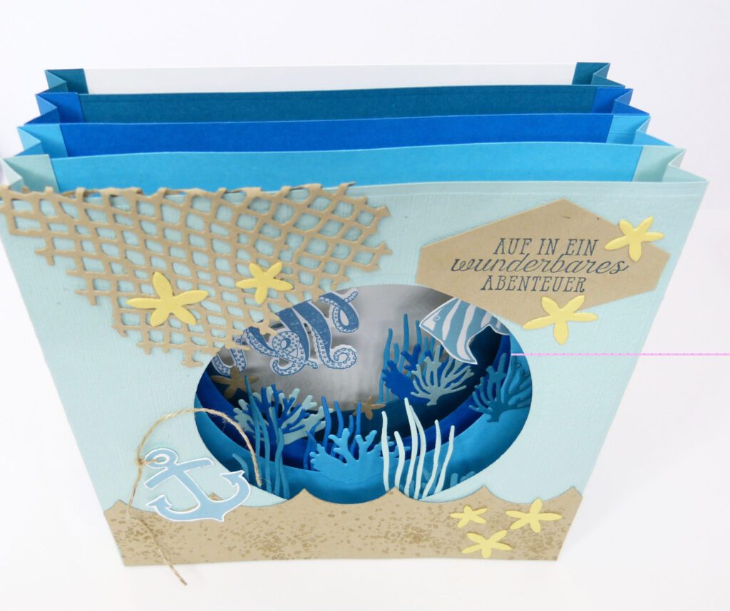 Tunnelkarte, Tutorial, Anleitung, Kartenform, Video, Papierbasteln, Meer, Stampin Up, Stempelitis
