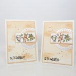 Kuscheltiere Karte zur Geburt Mädchen