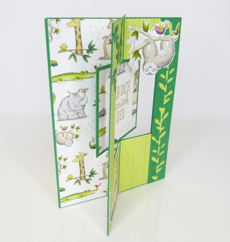 X Karte mit Fenster, Kartenform, Papierbasteln, Stampin Up, Stempelitis, handmade, Anleitung