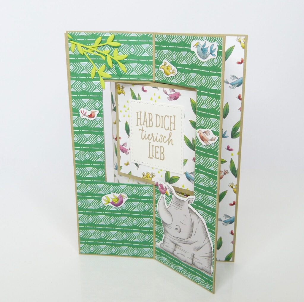 X Karte mit Fenster, Kartenform, Papierbasteln, Stampin Up, Stempelitis, handmade, Anleitung