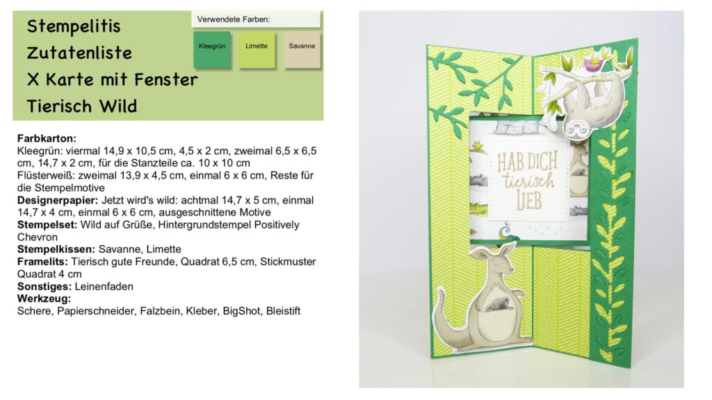 X Karte mit Fenster, Kartenform, Papierbasteln, Stampin Up, Stempelitis, handmade, Anleitung