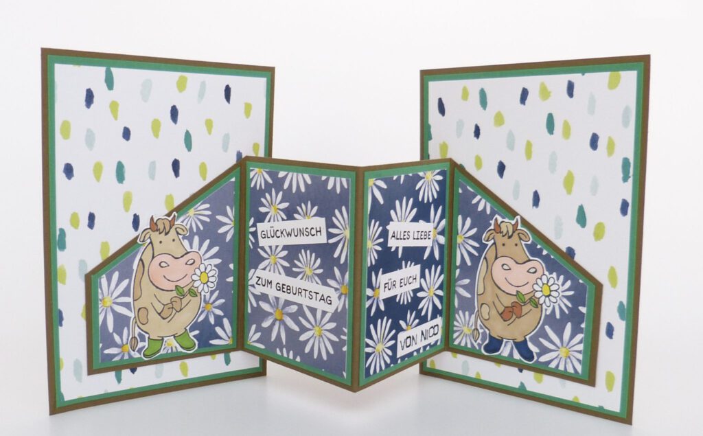 Kuhle Grüße, doppelte Einsteckkarte, Karten basteln, Kartenform, Funfold, Stampin Up, Stempelitis