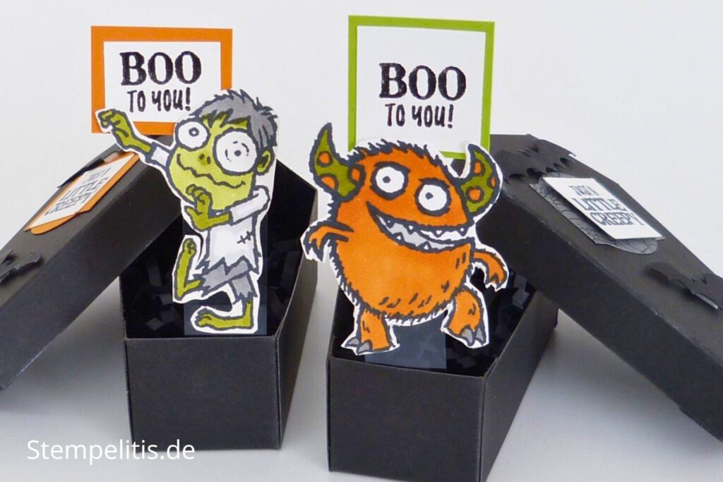 Halloween Sarg, basteln, Stampin Up, handmade, Anleitung