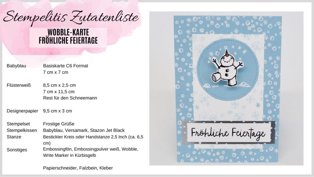 Wobbelkarte, Weihnachten, Stampin Up, Schneeman, Papierbasteln, DIY, handmade, Stempelitis