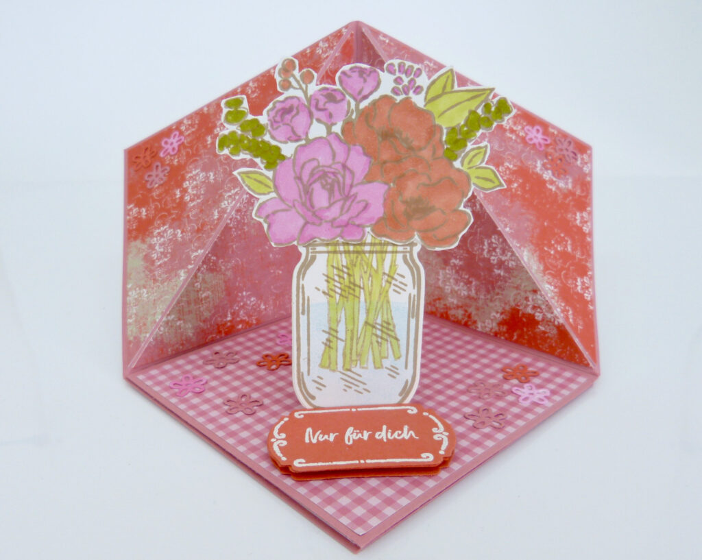 Triangle Corner, Jar of Flowers, Stampin Up, Stempelitis, handmade, Anleitung, basteln