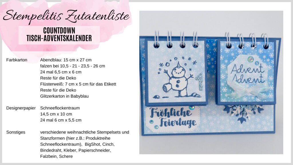 Adventskalender, Weihnachten, Stampin Up, Kalender, Papierbasteln, DIY, handmade, 24 Türchen, Stempelitis