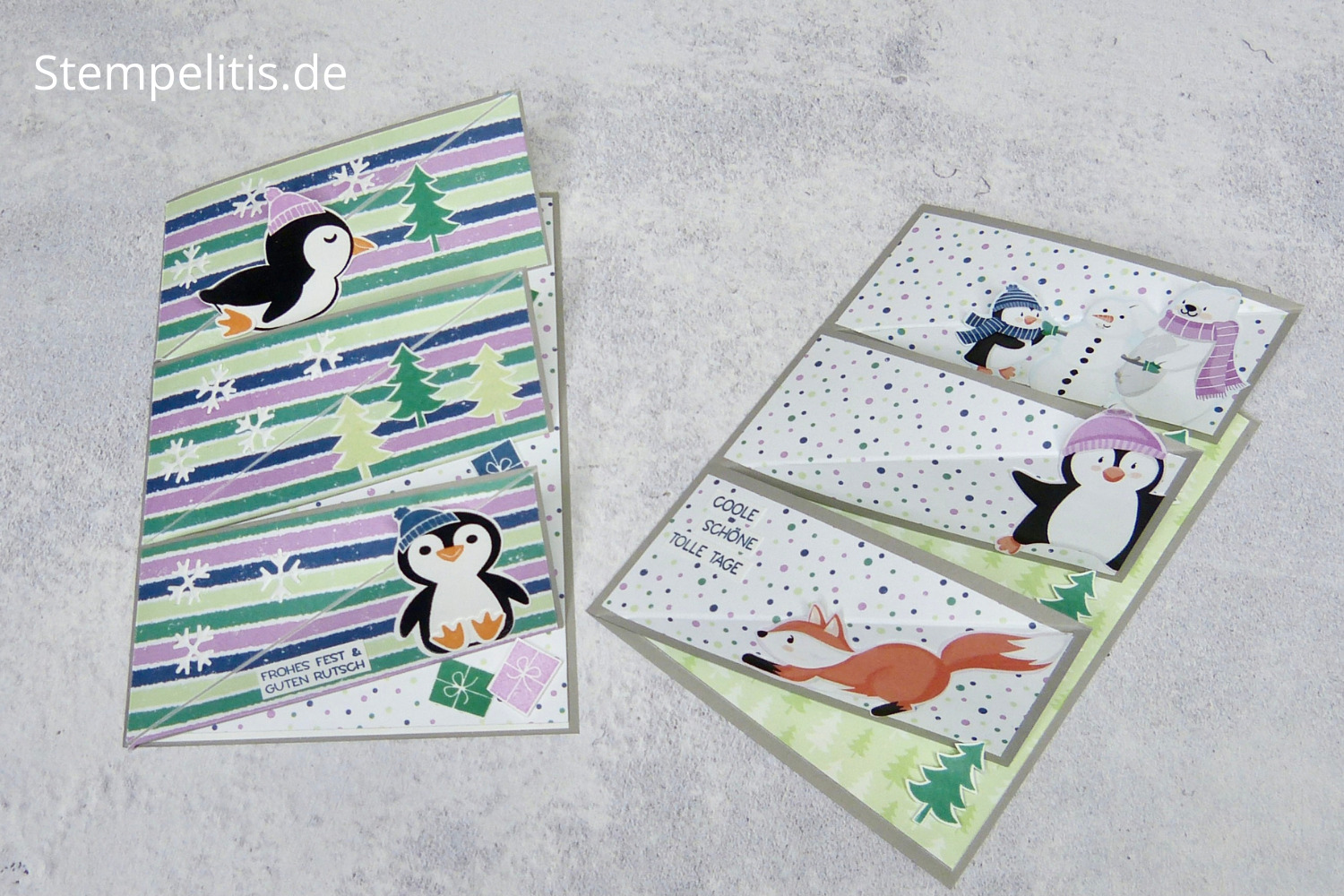 Triple Easel Karte, Pinguin, Weihnachten, Anleitung, Tutorial, Weihnachtskarte, Papierbasteln, basteln, handmade, DIY, Stampin Up, Stempelitis