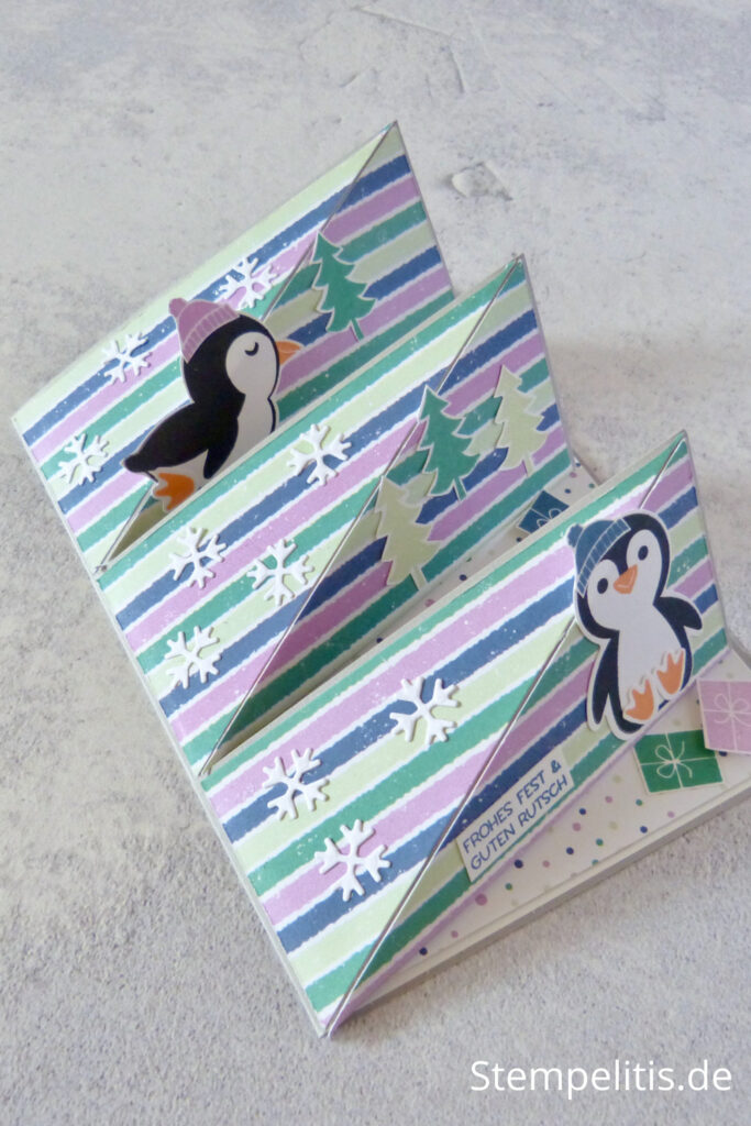 Triple Easel Karte, Pinguin, Weihnachten, Anleitung, Tutorial, Weihnachtskarte, Papierbasteln, basteln, handmade, DIY, Stampin Up, Stempelitis