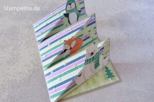 Triple Easel Karte, Pinguin, Weihnachten, Anleitung, Tutorial, Weihnachtskarte, Papierbasteln, basteln, handmade, DIY, Stampin Up, Stempelitis