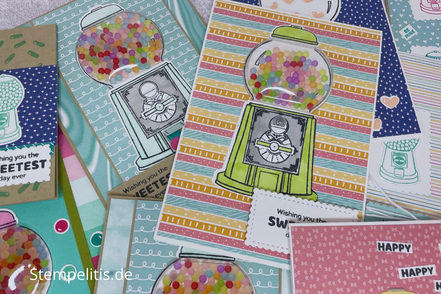 Kaugummi Automat, Schüttelkarte, Karten basteln, Stampin Up, handmade, Anleitung