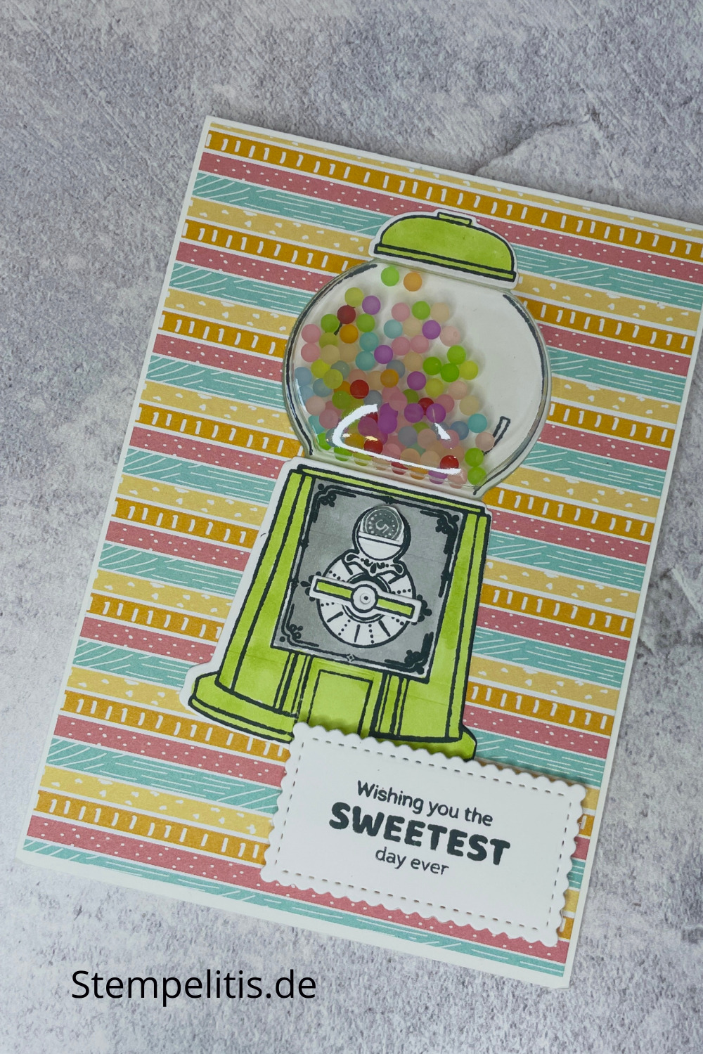 Kaugummi Automat, Schüttelkarte, Karten basteln, Stampin Up, handmade, Anleitung