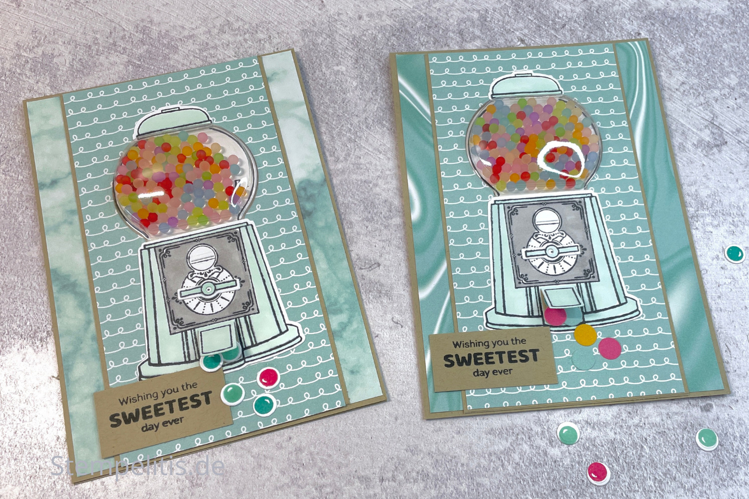 Kaugummi Automat, Schüttelkarte, Karten basteln, Stampin Up, handmade, Anleitung