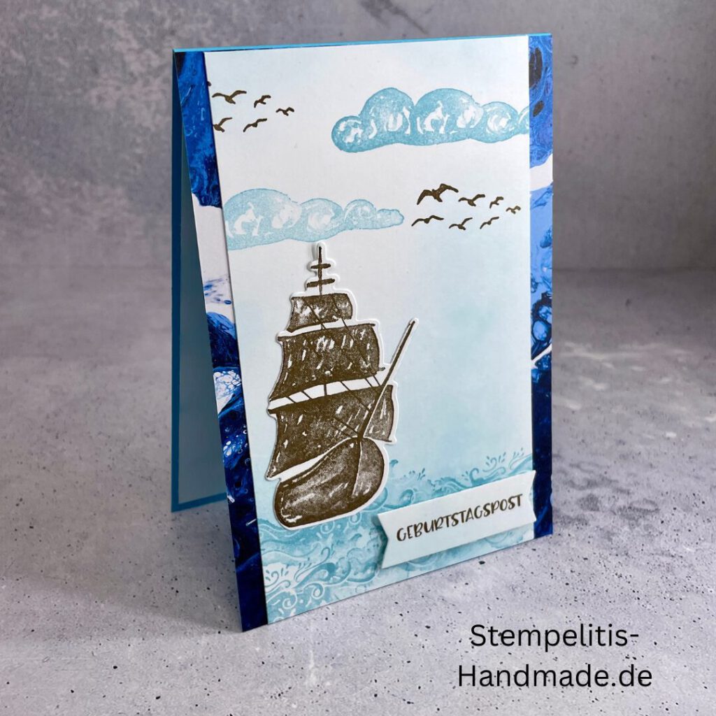 Segelschiff, Geburtstagspost, Männer, Jungen, Meer, handmade