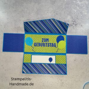 Zum Geburtstag | Luftballons | Aufklappkarte mit Einsteckkarte und Gutscheinfach