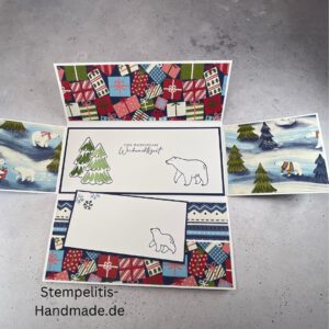 Geld verschenken, Weihnachtskarte, handgemachte Karte, Stampin Up Karte, Explosionskarte kaufen, Aufklappkarte, Gutschein Verpackung Karte, Geldgeschenk Karte handmade