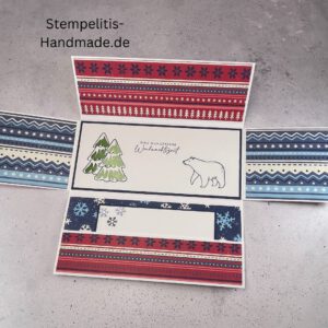 Eine wunderbare Weihnachtszeit, Weihnachtskarte, handgemachte Karte, Stampin Up Karte, Explosionskarte kaufen, Aufklappkarte, Gutschein Verpackung Karte, Geldgeschenk Karte handmade