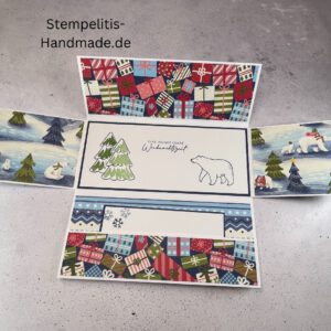 Eine wunderbare Weihnachtszeit, Weihnachtskarte, handgemachte Karte, Stampin Up Karte, Explosionskarte kaufen, Aufklappkarte, Gutschein Verpackung Karte, Geldgeschenk Karte handmade