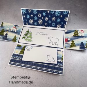 Eine wunderbare Weihnachtszeit, Weihnachtskarte, handgemachte Karte, Stampin Up Karte, Explosionskarte kaufen, Aufklappkarte, Gutschein Verpackung Karte, Geldgeschenk Karte handmade