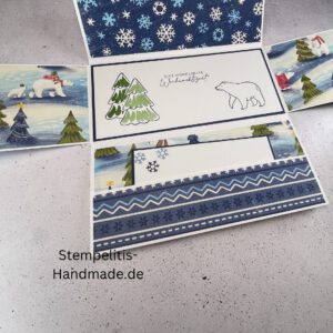 Weihnachtskarte, Weihnachtskarte, handgemachte Karte, Stampin Up Karte, Explosionskarte kaufen, Aufklappkarte, Gutschein Verpackung Karte, Geldgeschenk Karte handmade
