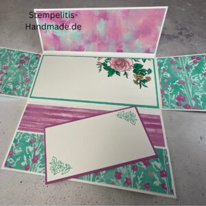 Rosenzauber, Weihnachtskarte, handgemachte Karte, Stampin Up Karte, Explosionskarte kaufen, Aufklappkarte, Gutschein Verpackung Karte, Geldgeschenk Karte handmade