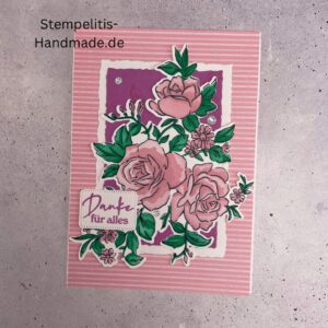 Danke mit Rosen, Grußkarte, Rosen, Herz, Liebe, Verlobung, Danke für alles, Hochzeit, Antrag