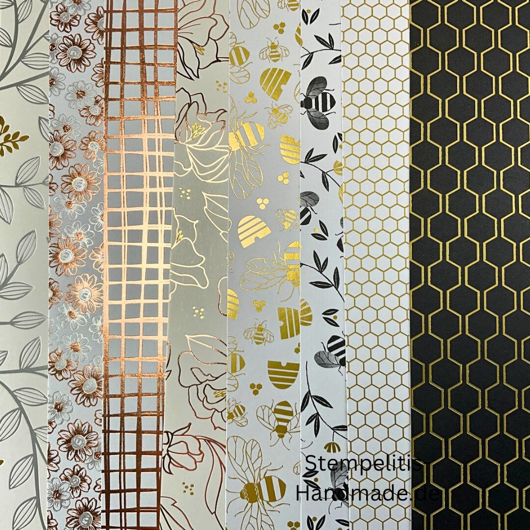 Stampin’ Up! Papier, Scrapbooking Papier kaufen, Bastelpapier 12x12, DIY Bastelmaterial, Raritäten Papier, Bienen, Bienengold, SU