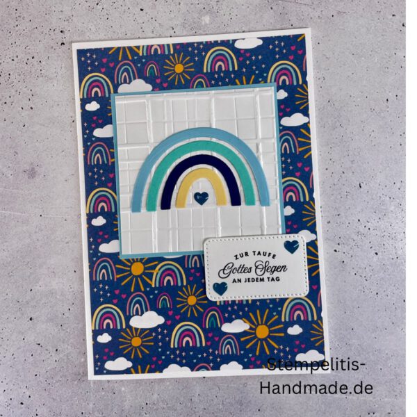 handgemachte Taufkarte, Taufkarte Schmetterlinge, Karte zur Taufe Pastell, Stampin Up Taufkarte, individuelle Glückwunschkarte Taufe, elegante Taufkarten kaufen