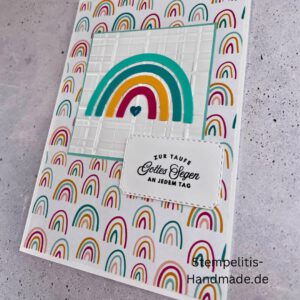 handgemachte Taufkarte, Taufkarte Schmetterlinge, Karte zur Taufe Pastell, Stampin Up Taufkarte, individuelle Glückwunschkarte Taufe, elegante Taufkarten kaufen