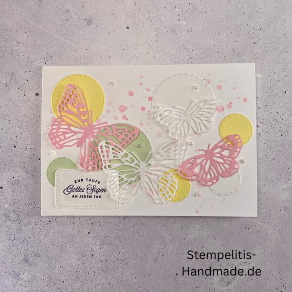 handgemachte Karte zur Taufe, Stampin’ Up Taufkarte, individuelle Glückwunschkarte Taufe, personalisierte Taufkarte, Unikat Karte Taufe, elegante Taufkarte kaufen
