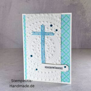 handgemachte Taufkarte, Taufkarte mit Kreuz, Karte zur Taufe Pastell, Stampin Up Taufkarte, individuelle Glückwunschkarte Taufe, elegante Taufkarten kaufen