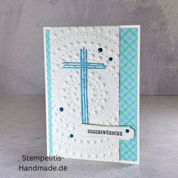 handgemachte Taufkarte, Taufkarte mit Kreuz, Karte zur Taufe Pastell, Stampin Up Taufkarte, individuelle Glückwunschkarte Taufe, elegante Taufkarten kaufen