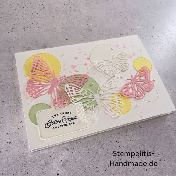 handgemachte Karte zur Taufe, Stampin’ Up Taufkarte, individuelle Glückwunschkarte Taufe, personalisierte Taufkarte, Unikat Karte Taufe, elegante Taufkarte kaufen