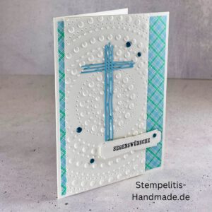 handgemachte Taufkarte, Taufkarte mit Kreuz, Karte zur Taufe Pastell, Stampin Up Taufkarte, individuelle Glückwunschkarte Taufe, elegante Taufkarten kaufen