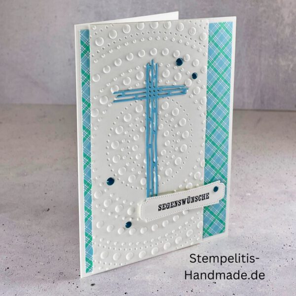 handgemachte Taufkarte, Taufkarte mit Kreuz, Karte zur Taufe Pastell, Stampin Up Taufkarte, individuelle Glückwunschkarte Taufe, elegante Taufkarten kaufen