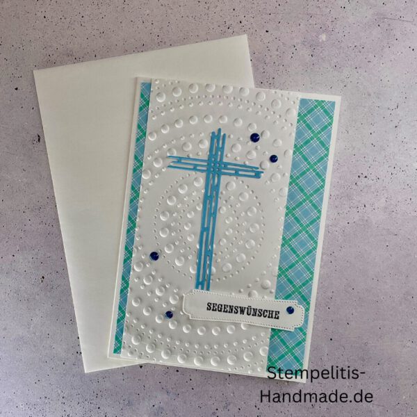 handgemachte Taufkarte, Taufkarte mit Kreuz, Karte zur Taufe Pastell, Stampin Up Taufkarte, individuelle Glückwunschkarte Taufe, elegante Taufkarten kaufen
