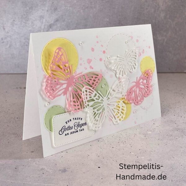 handgemachte Karte zur Taufe, Stampin’ Up Taufkarte, individuelle Glückwunschkarte Taufe, personalisierte Taufkarte, Unikat Karte Taufe, elegante Taufkarte kaufen