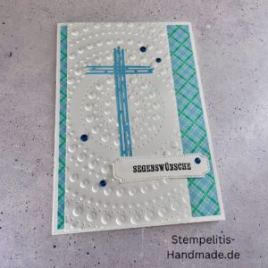handgemachte Taufkarte, Taufkarte mit Kreuz, Karte zur Taufe Pastell, Stampin Up Taufkarte, individuelle Glückwunschkarte Taufe, elegante Taufkarten kaufen