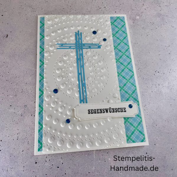 handgemachte Taufkarte, Taufkarte mit Kreuz, Karte zur Taufe Pastell, Stampin Up Taufkarte, individuelle Glückwunschkarte Taufe, elegante Taufkarten kaufen