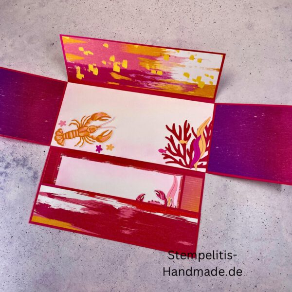 Aufklappkarte Aus dem Ozean, Ozean, Krebs, Hummer, Tintenfisch, Seestrrn, Meer, Stampin Up, Stempelset, handmade, Karte, Basteln, Geburtstag, Freundschaft, Grußkarte, DIY, Kolorieren, Klarsichtstempel, Scrapbooking, Papierbasteln, Bastelideen, Karten gestalten, Motivstempel, Bastelzubehör, kreative Karten, Stempeln, Stempelmotive, Bastelset, Bastelkarte, Kartenbasteln, Bastelprojekt, Handarbeit, selbstgemacht, Bastelstempel, Bastelspaß, Bastelfreude