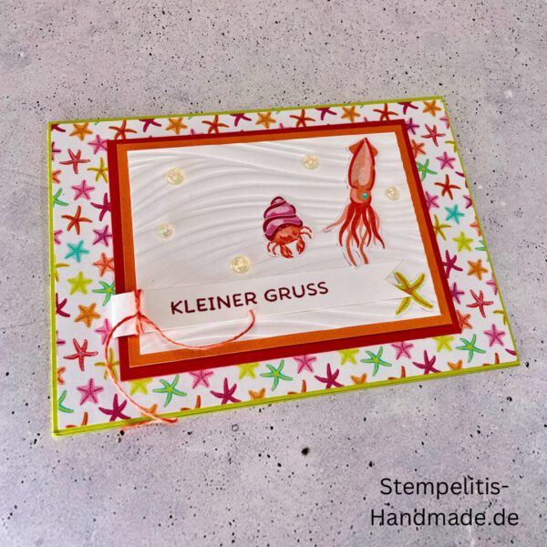 Ozean, Krebs, Hummer, Tintenfisch, Seestrrn, Meer, Stampin Up, Stempelset, handmade, Karte, Basteln, Geburtstag, Freundschaft, Grußkarte, DIY, Kolorieren, Klarsichtstempel, Scrapbooking, Papierbasteln, Bastelideen, Karten gestalten, Motivstempel, Bastelzubehör, kreative Karten, Stempeln, Stempelmotive, Bastelset, Bastelkarte, Kartenbasteln, Bastelprojekt, Handarbeit, selbstgemacht, Bastelstempel, Bastelspaß, Bastelfreude