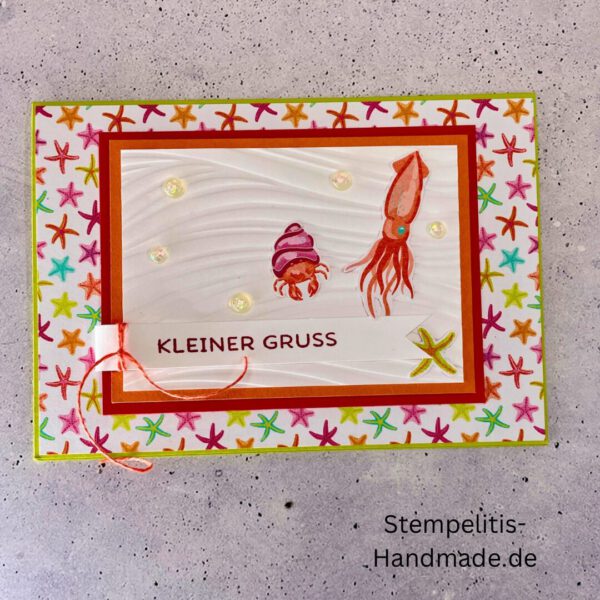 Ozean, Krebs, Hummer, Tintenfisch, Seestrrn, Meer, Stampin Up, Stempelset, handmade, Karte, Basteln, Geburtstag, Freundschaft, Grußkarte, DIY, Kolorieren, Klarsichtstempel, Scrapbooking, Papierbasteln, Bastelideen, Karten gestalten, Motivstempel, Bastelzubehör, kreative Karten, Stempeln, Stempelmotive, Bastelset, Bastelkarte, Kartenbasteln, Bastelprojekt, Handarbeit, selbstgemacht, Bastelstempel, Bastelspaß, Bastelfreude