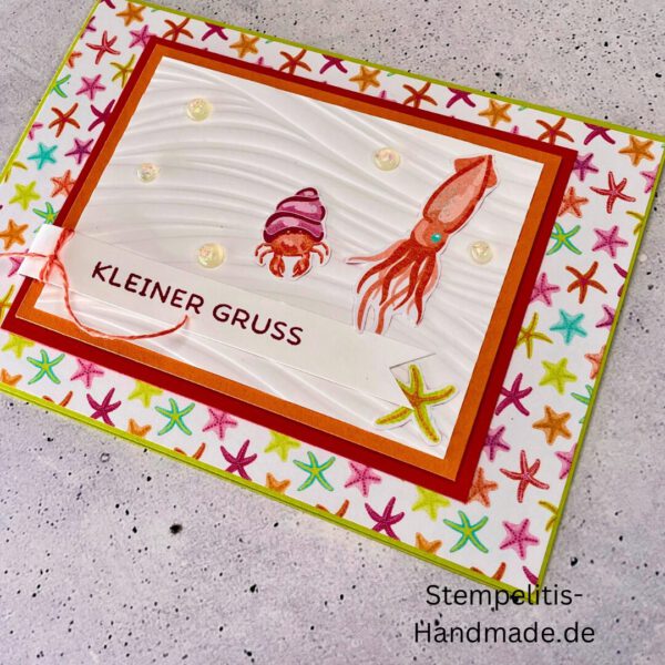 Ozean, Krebs, Hummer, Tintenfisch, Seestrrn, Meer, Stampin Up, Stempelset, handmade, Karte, Basteln, Geburtstag, Freundschaft, Grußkarte, DIY, Kolorieren, Klarsichtstempel, Scrapbooking, Papierbasteln, Bastelideen, Karten gestalten, Motivstempel, Bastelzubehör, kreative Karten, Stempeln, Stempelmotive, Bastelset, Bastelkarte, Kartenbasteln, Bastelprojekt, Handarbeit, selbstgemacht, Bastelstempel, Bastelspaß, Bastelfreude