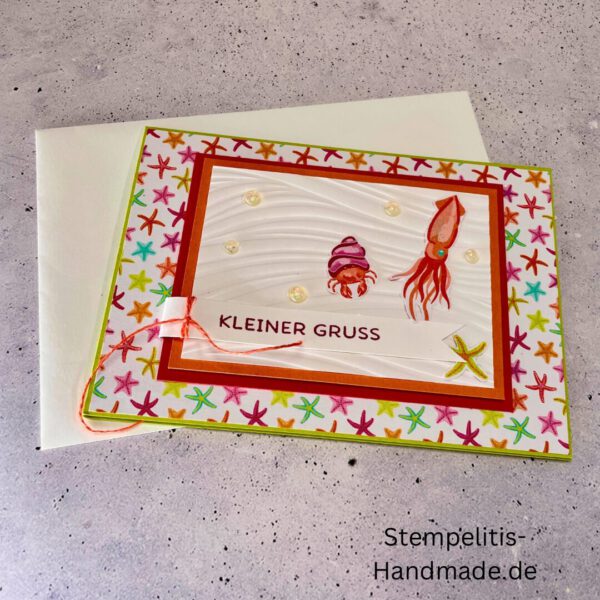 Ozean, Krebs, Hummer, Tintenfisch, Seestrrn, Meer, Stampin Up, Stempelset, handmade, Karte, Basteln, Geburtstag, Freundschaft, Grußkarte, DIY, Kolorieren, Klarsichtstempel, Scrapbooking, Papierbasteln, Bastelideen, Karten gestalten, Motivstempel, Bastelzubehör, kreative Karten, Stempeln, Stempelmotive, Bastelset, Bastelkarte, Kartenbasteln, Bastelprojekt, Handarbeit, selbstgemacht, Bastelstempel, Bastelspaß, Bastelfreude