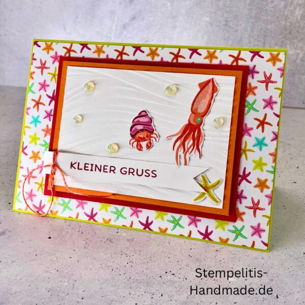 Ozean, Krebs, Hummer, Tintenfisch, Seestrrn, Meer, Stampin Up, Stempelset, handmade, Karte, Basteln, Geburtstag, Freundschaft, Grußkarte, DIY, Kolorieren, Klarsichtstempel, Scrapbooking, Papierbasteln, Bastelideen, Karten gestalten, Motivstempel, Bastelzubehör, kreative Karten, Stempeln, Stempelmotive, Bastelset, Bastelkarte, Kartenbasteln, Bastelprojekt, Handarbeit, selbstgemacht, Bastelstempel, Bastelspaß, Bastelfreude