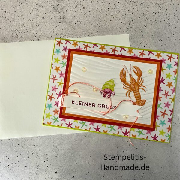 Ozean, Krebs, Hummer, Tintenfisch, Seestrrn, Meer, Stampin Up, Stempelset, handmade, Karte, Basteln, Geburtstag, Freundschaft, Grußkarte, DIY, Kolorieren, Klarsichtstempel, Scrapbooking, Papierbasteln, Bastelideen, Karten gestalten, Motivstempel, Bastelzubehör, kreative Karten, Stempeln, Stempelmotive, Bastelset, Bastelkarte, Kartenbasteln, Bastelprojekt, Handarbeit, selbstgemacht, Bastelstempel, Bastelspaß, Bastelfreude
