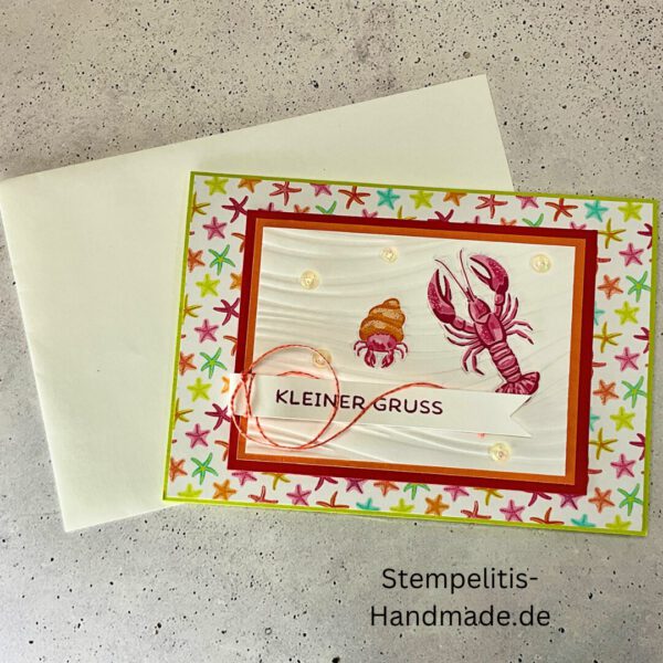 Ozean, Krebs, Hummer, Tintenfisch, Seestrrn, Meer, Stampin Up, Stempelset, handmade, Karte, Basteln, Geburtstag, Freundschaft, Grußkarte, DIY, Kolorieren, Klarsichtstempel, Scrapbooking, Papierbasteln, Bastelideen, Karten gestalten, Motivstempel, Bastelzubehör, kreative Karten, Stempeln, Stempelmotive, Bastelset, Bastelkarte, Kartenbasteln, Bastelprojekt, Handarbeit, selbstgemacht, Bastelstempel, Bastelspaß, Bastelfreude